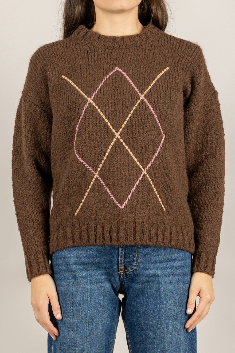 TENSIONE IN - W5HMJ95A460 - MAGLIA MANTRA RICAMO ROMBO