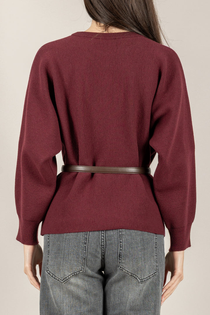 VICOLO - 22207F - MAGLIA MANICA PALLONCINO CON CINTURA