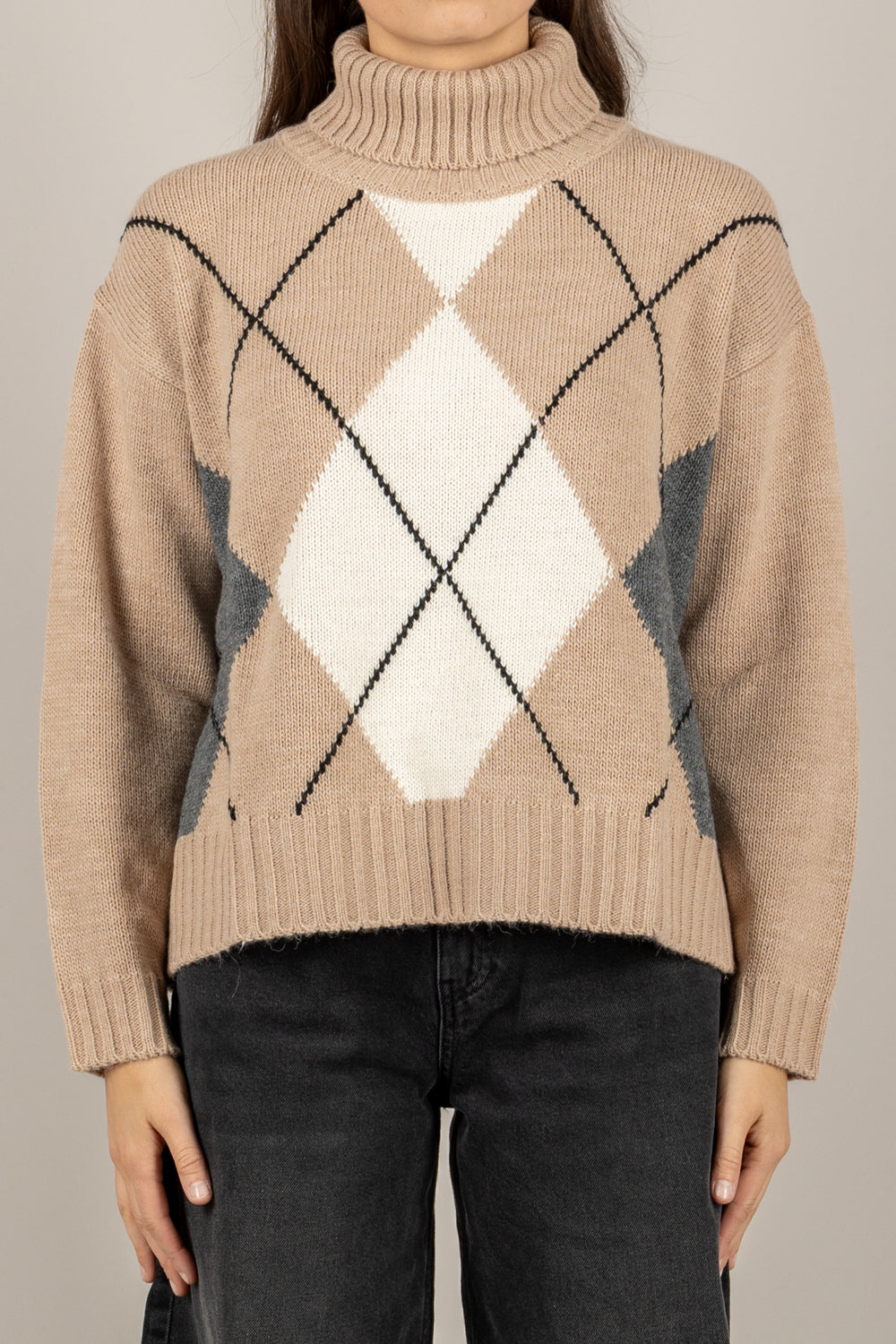 HAVEONE - MFP-M335 - MAGLIA COLLO ALTO CON ROMBI