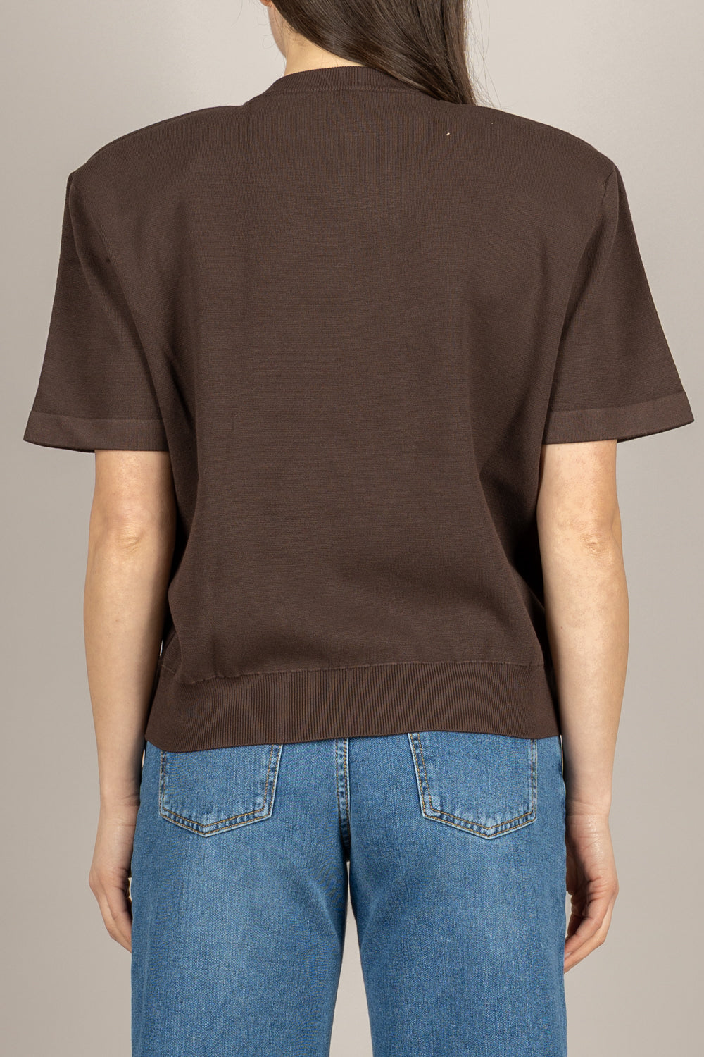 VICOLO - 2AB2015 - MAGLIA MANICA CORTA CON SPALLINE MORO