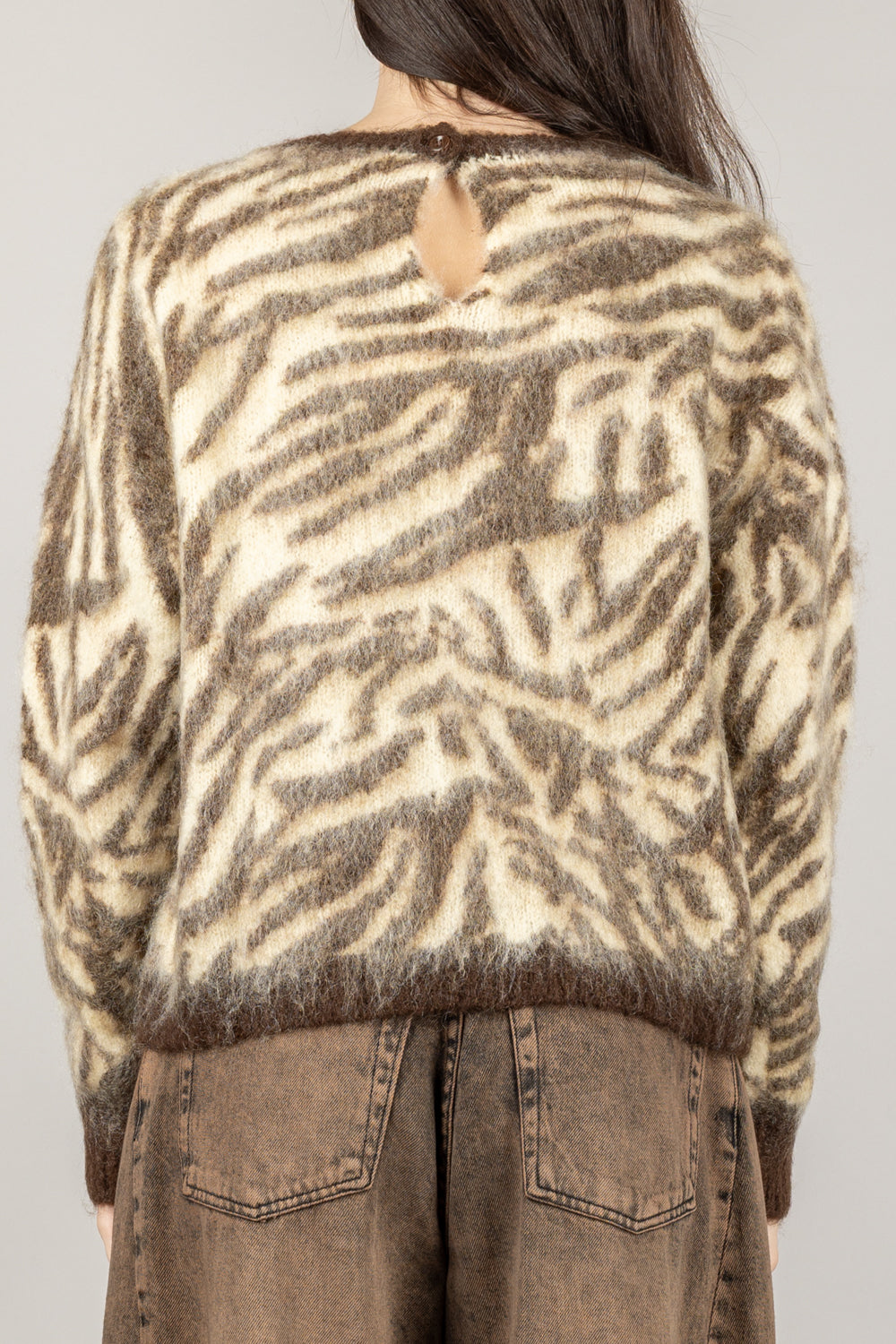 VICOLO - 55035F - MAGLIA MOHAIR ZEBRATA