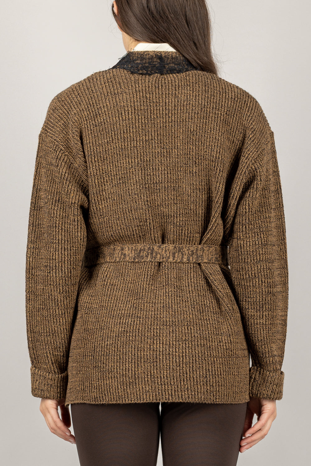 VICOLO - 77302F - CARDIGAN DETTAGLIO IN PIZZO CON CINTA