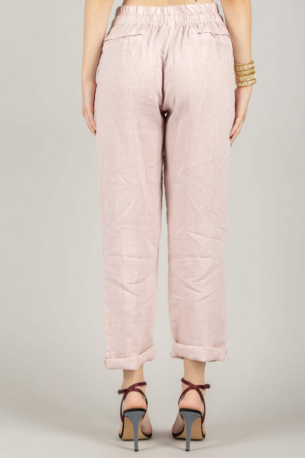 TENSIONE IN - S25PE23 - PANTALONE IN LINO CON COULISSE