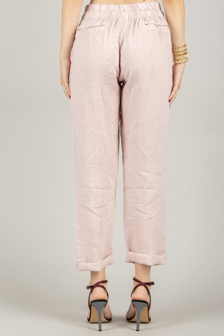 TENSIONE IN - S25PE23 - PANTALONE IN LINO CON COULISSE