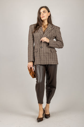 TENSIONE IN - W25J774 - GIACCA CHECK CHIUSURA ASIMMETRICA CON SPILLA