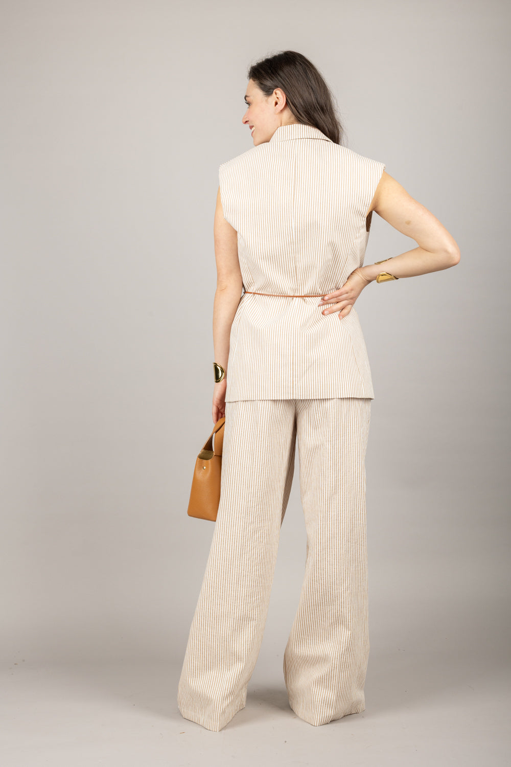 TENSIONE IN - S25P632 - PANTALONE A RIGHE CON COULISSE