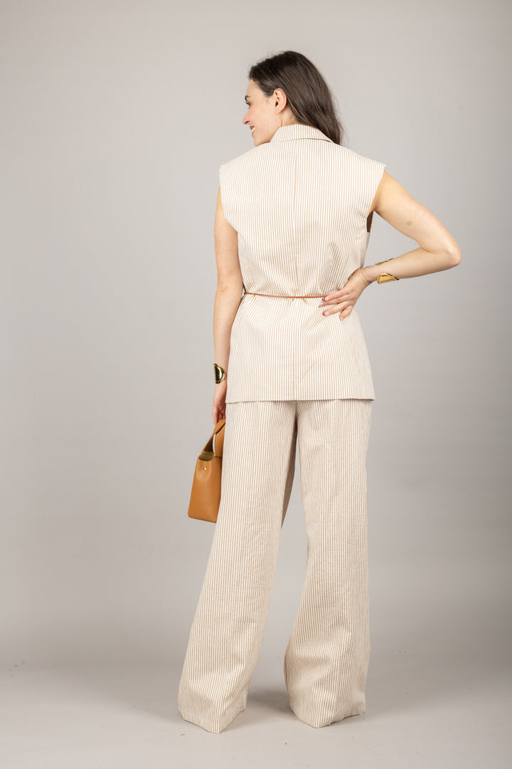 TENSIONE IN - S25P632 - PANTALONE A RIGHE CON COULISSE