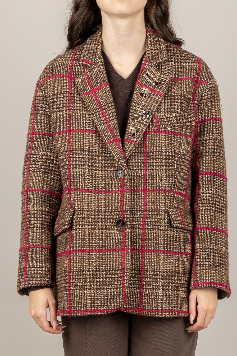 TENSIONE IN - 26B1303 - GIACCA PRINCIPE DI GALLES  CON SPILLE