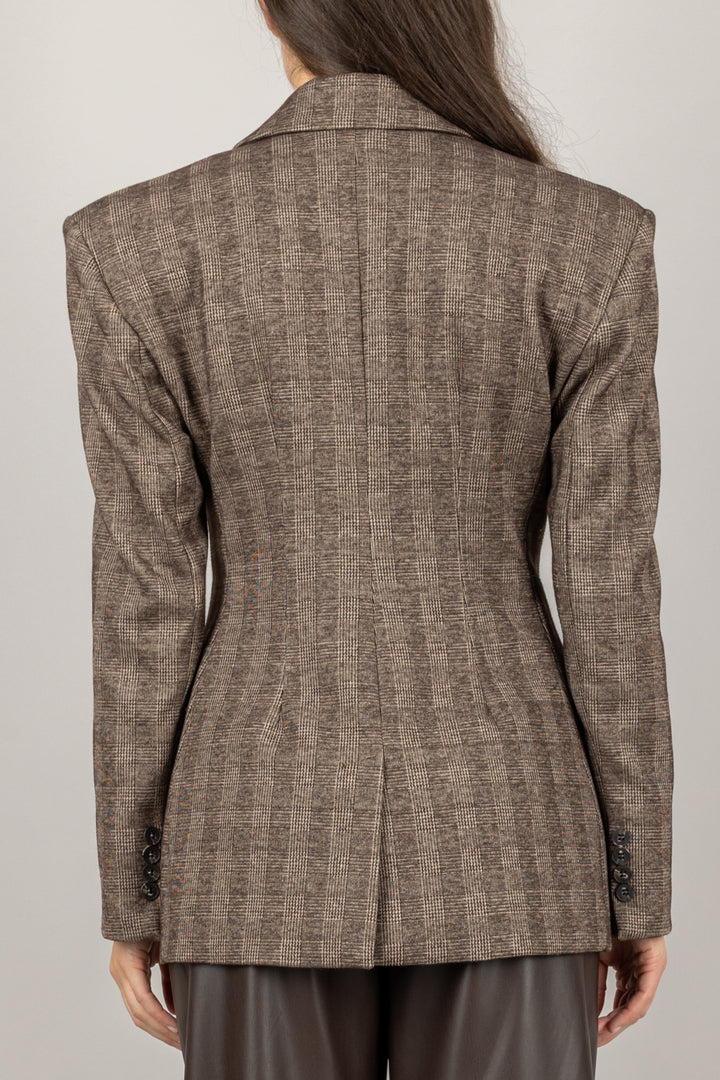 TENSIONE IN - W25J774 - GIACCA CHECK CHIUSURA ASIMMETRICA CON SPILLA