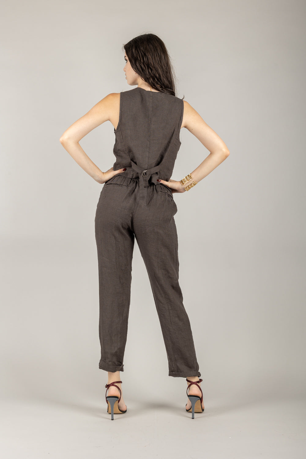 TENSIONE IN - S25PE23 - PANTALONE IN LINO CON COULISSE