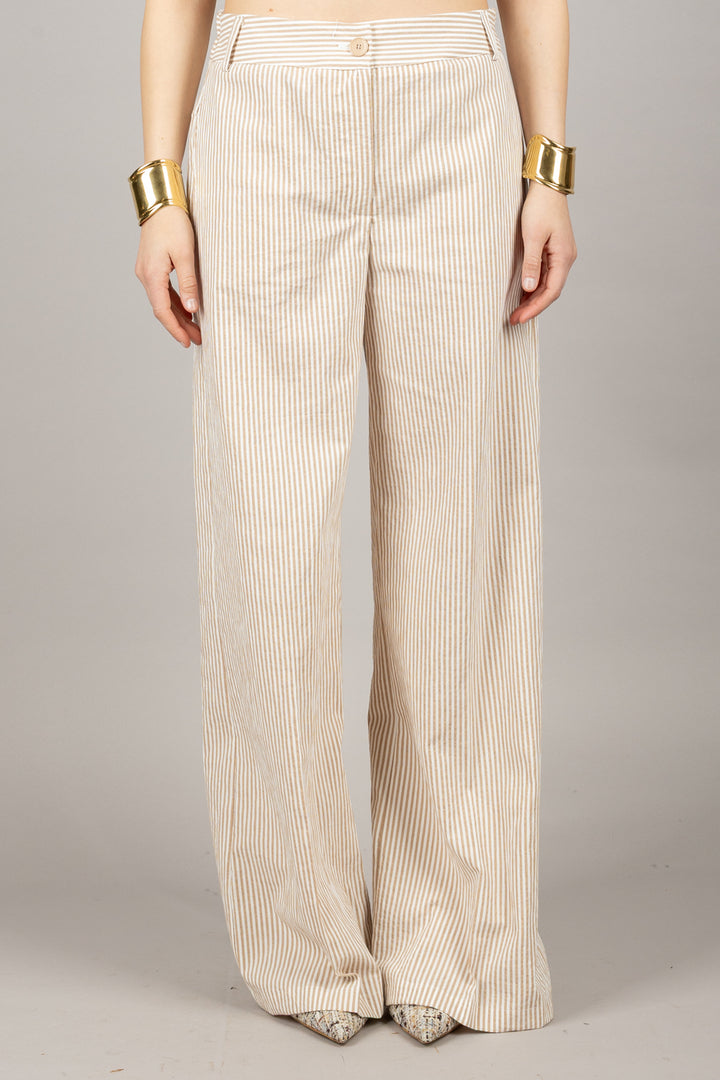 TENSIONE IN - S25P632 - PANTALONE A RIGHE CON COULISSE