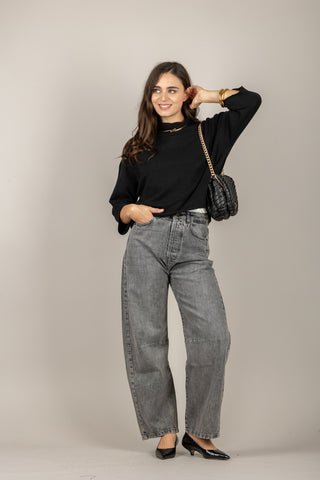 TENSIONE IN - IT1176AI25 - MAGLIA CROP COLLO ALTO CON MANICA 3/4