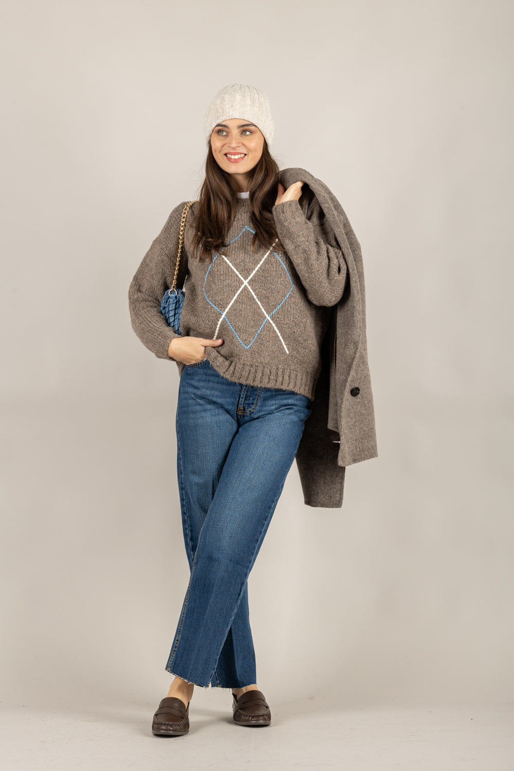 TENSIONE IN - W5HMJ95A460 - MAGLIA MANTRA RICAMO ROMBO