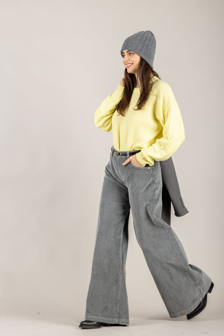 VICOLO - DF5323 - PANTALONE PALAZZO VELLUTO COSTE MADISON