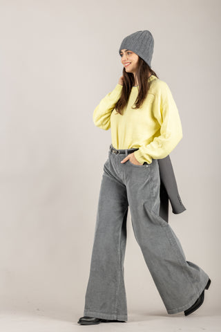 VICOLO - DF5323 - PANTALONE PALAZZO VELLUTO COSTE MADISON