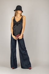 TENSIONE IN - 37634 - TOP SATIN CON PIZZO