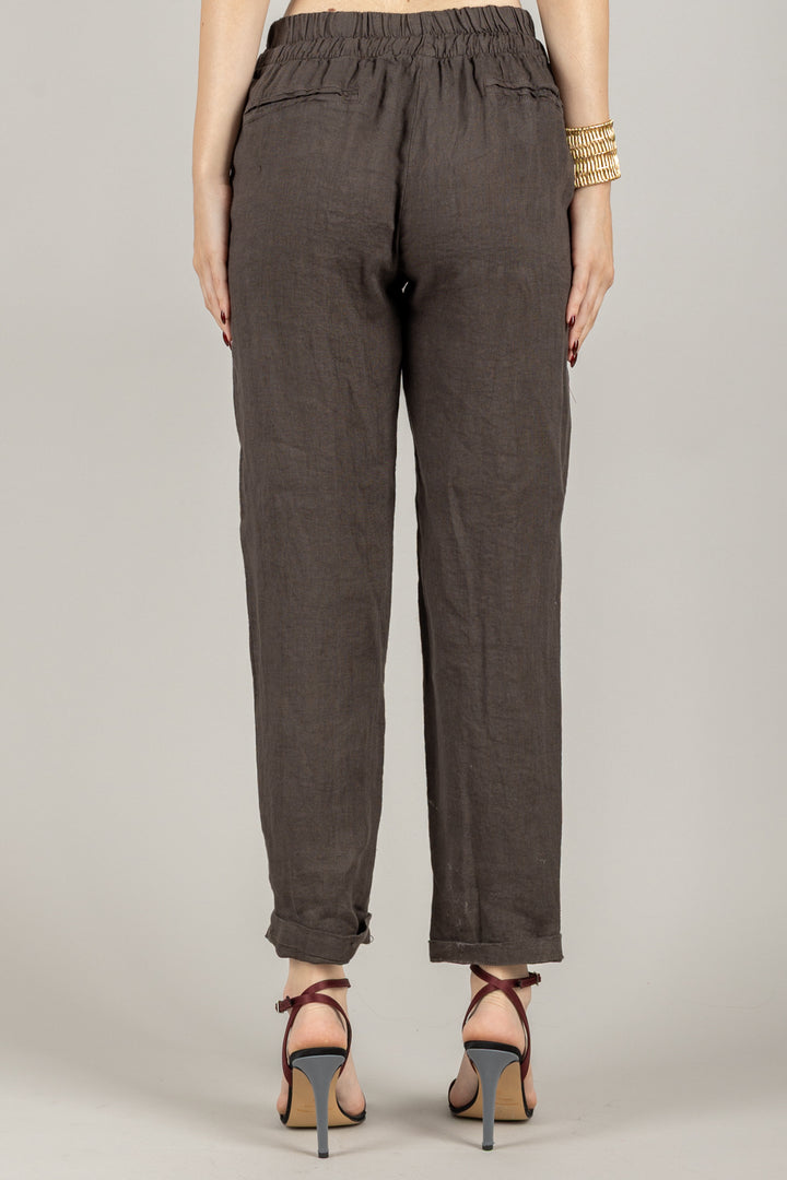 TENSIONE IN - S25PE23 - PANTALONE IN LINO CON COULISSE