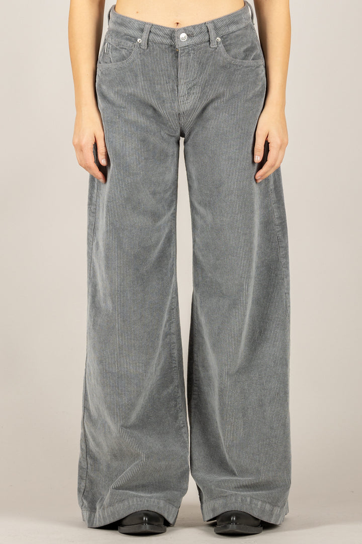 VICOLO - DF5323 - PANTALONE PALAZZO VELLUTO COSTE MADISON