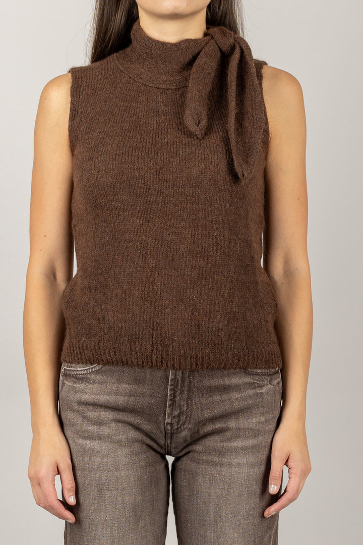 VICOLO - 55171F - MAGLIA COLLLO ALTO CON FIOCCO