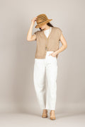 TENSIONE IN - S26P287 - JEANS  BARREL SFRANGIATO PANNA