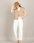 TENSIONE IN - S26P287 - JEANS  BARREL SFRANGIATO PANNA