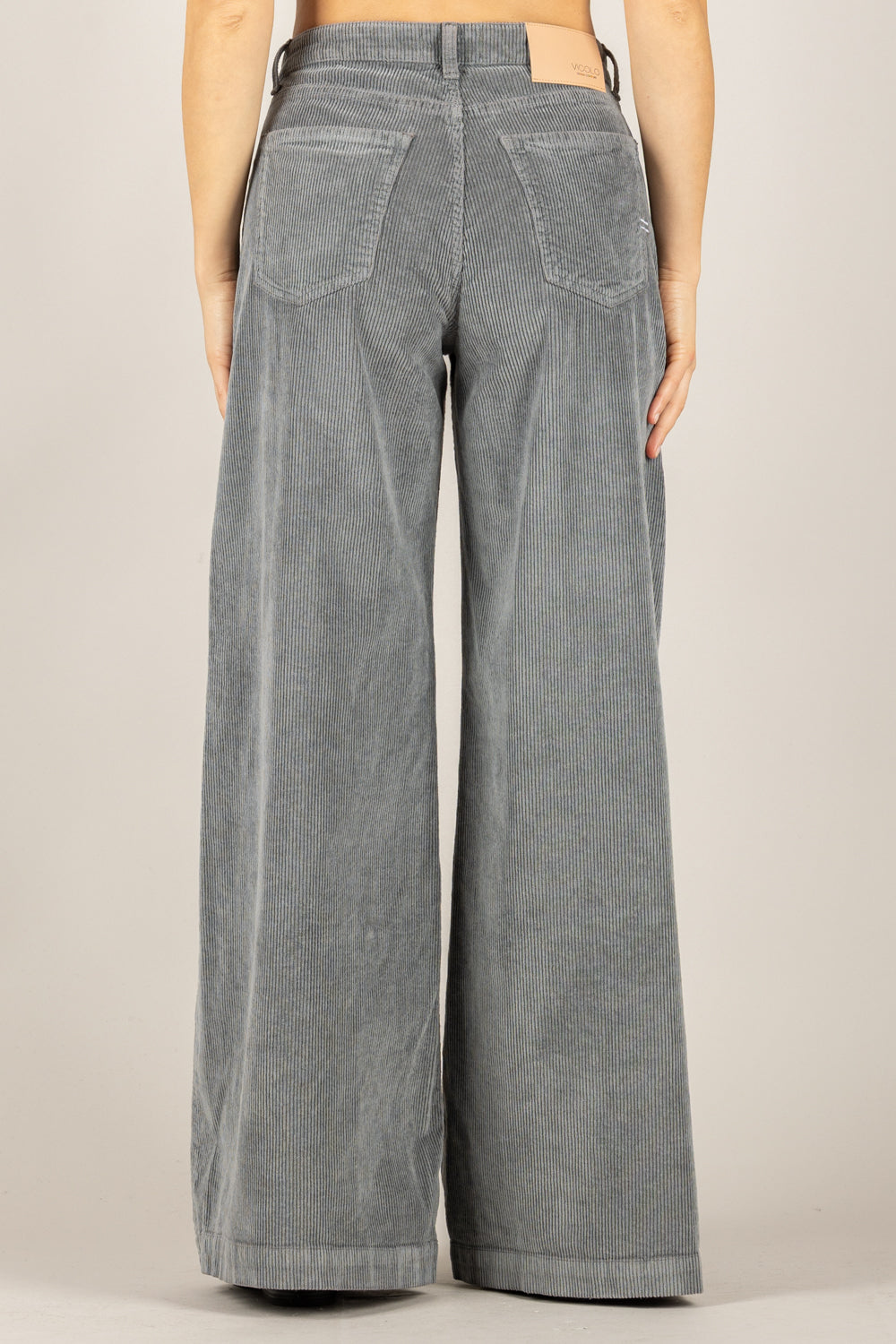 VICOLO - DF5323 - PANTALONE PALAZZO VELLUTO COSTE MADISON