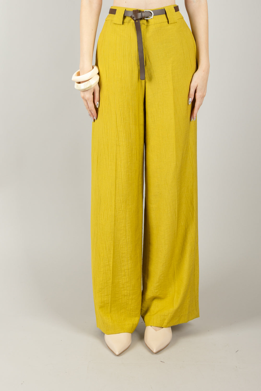 TENSIONE IN - 25P7772 - PANTALONE GOFFRATO CON CINTURA