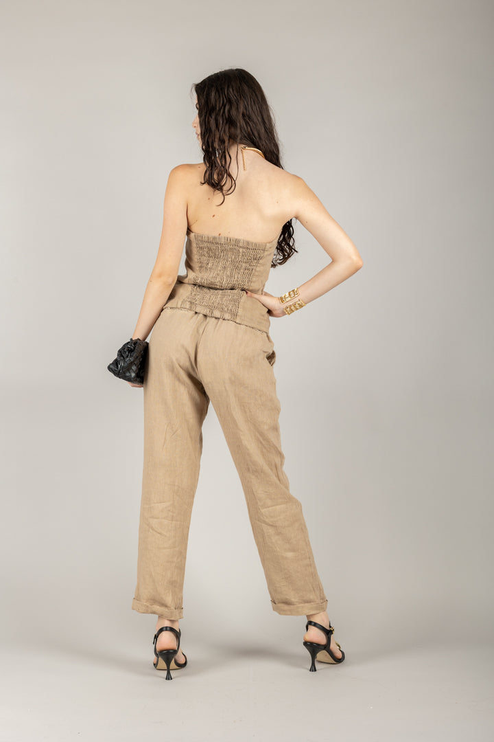TENSIONE IN - S25PE23 - PANTALONE IN LINO CON COULISSE