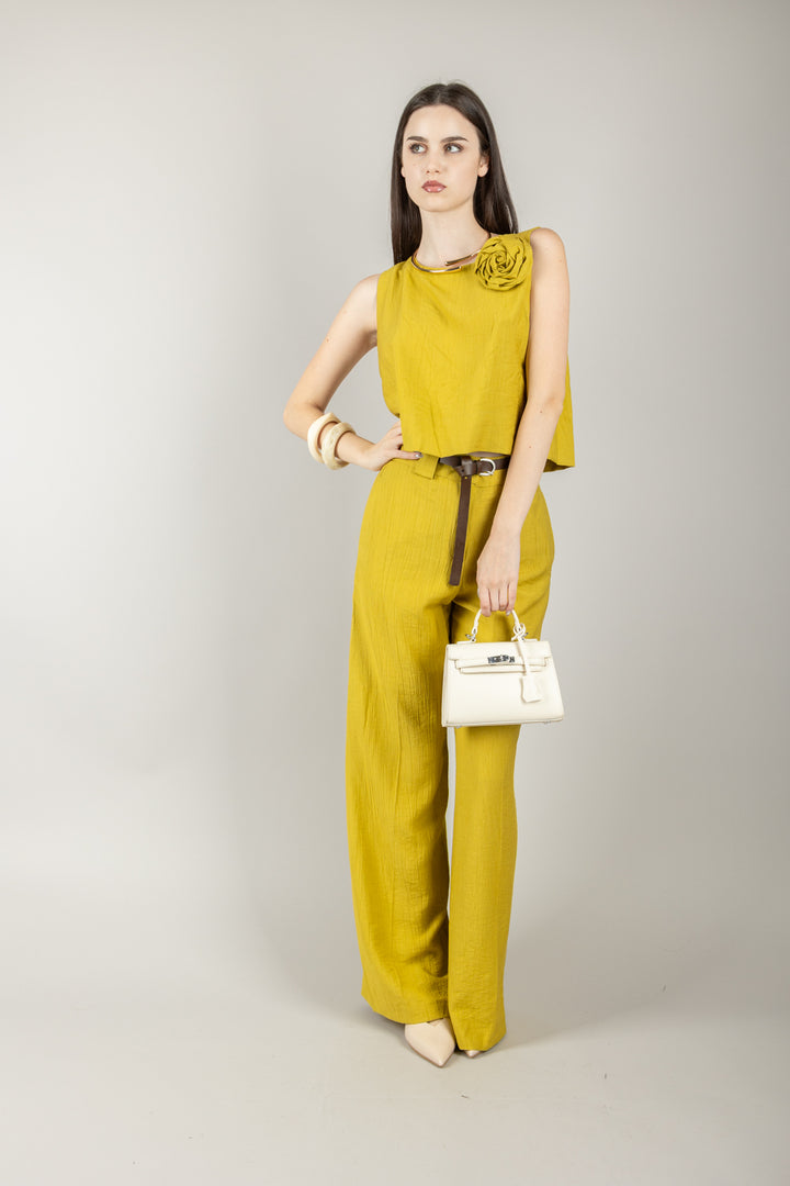 TENSIONE IN - 25P7772 - PANTALONE GOFFRATO CON CINTURA