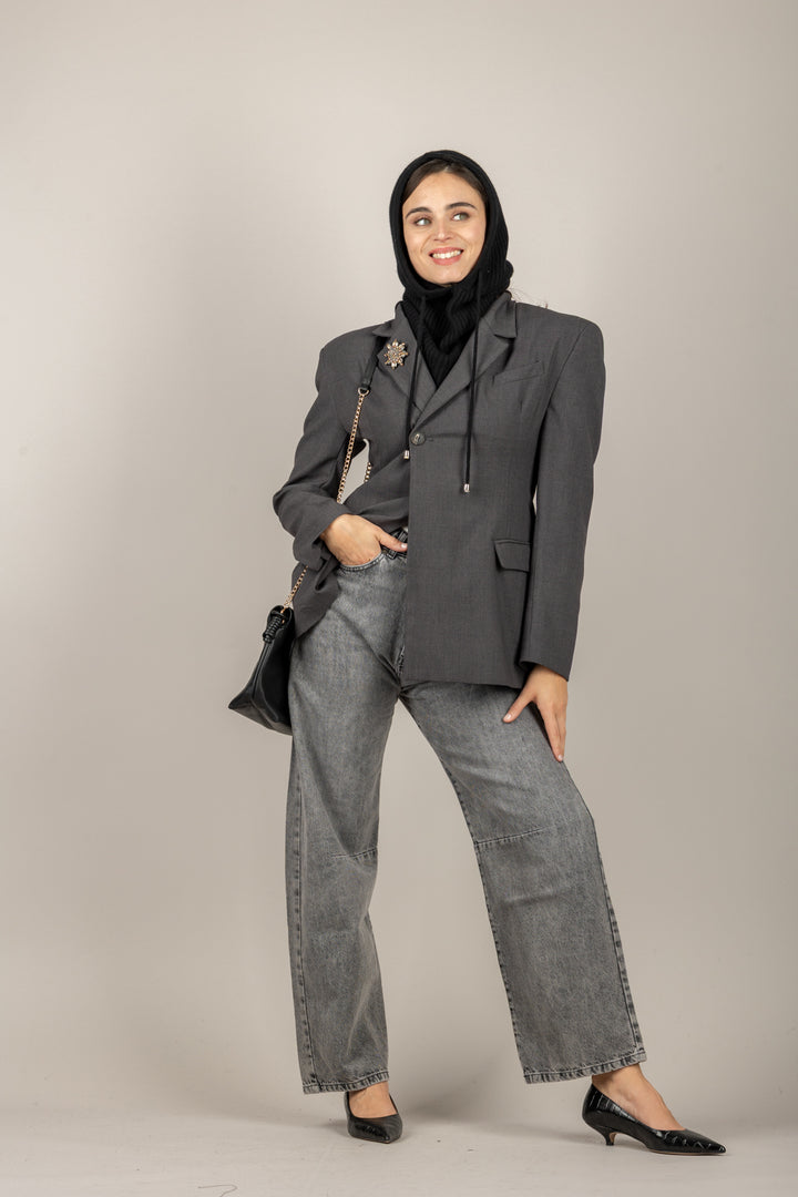 TENSIONE IN - W25J727 - GIACCA BOTTONE ASIMMETRICO CON SPILLA