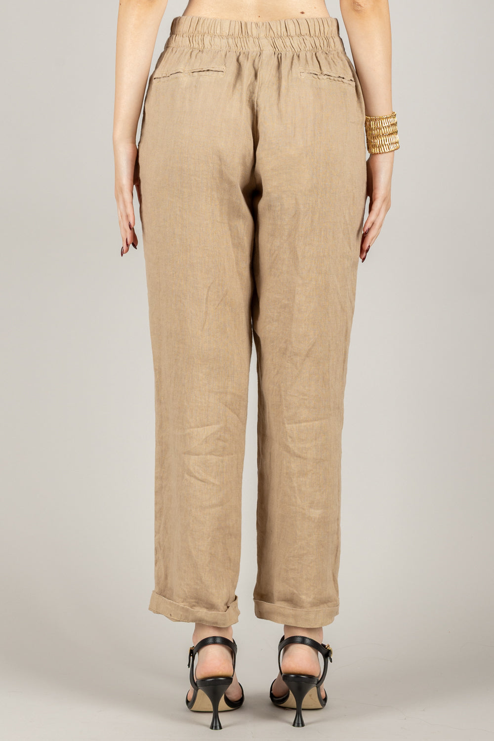 TENSIONE IN - S25PE23 - PANTALONE IN LINO CON COULISSE