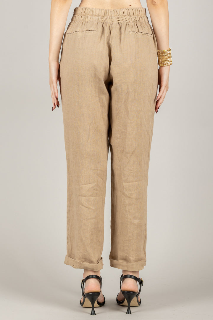 TENSIONE IN - S25PE23 - PANTALONE IN LINO CON COULISSE