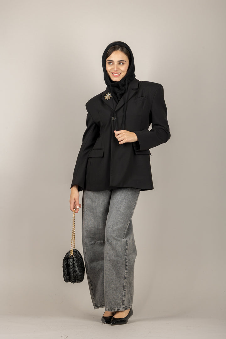 TENSIONE IN - W25J727 - GIACCA BOTTONE ASIMMETRICO CON SPILLA