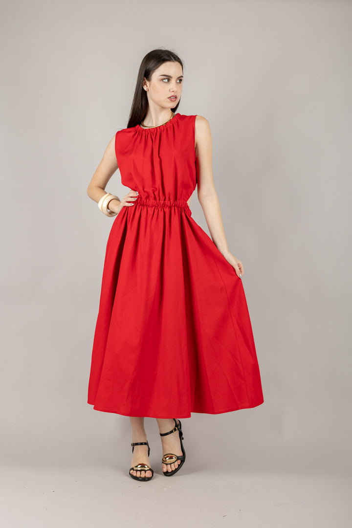 VICOLO - TD2312 - ABITO ELASTICATO CON SCOLLO PROFONDO SCHIENA