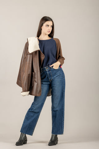 VICOLO - 22145F - MAGLIA TRE COLORI SCOLLO A BARCA