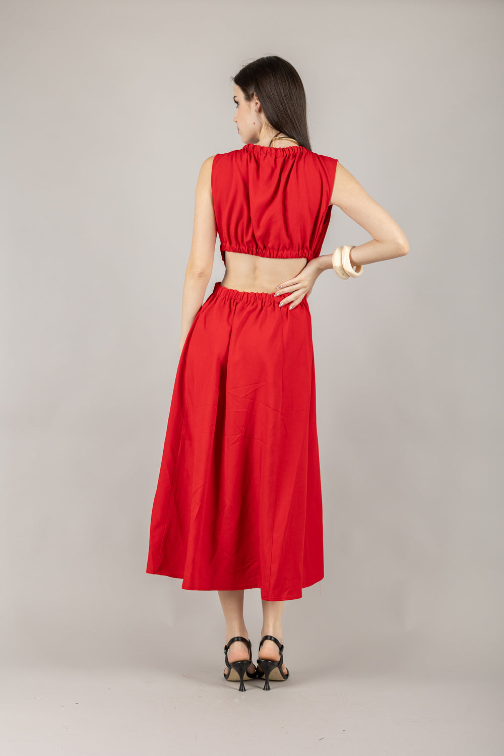 VICOLO - TD2312 - ABITO ELASTICATO CON SCOLLO PROFONDO SCHIENA