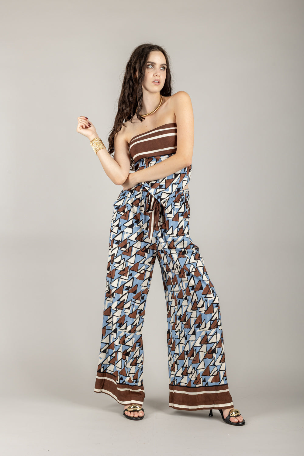 TENSIONE IN - SS251235 - TOP FOULARD FANTASIA GEOMETRICA