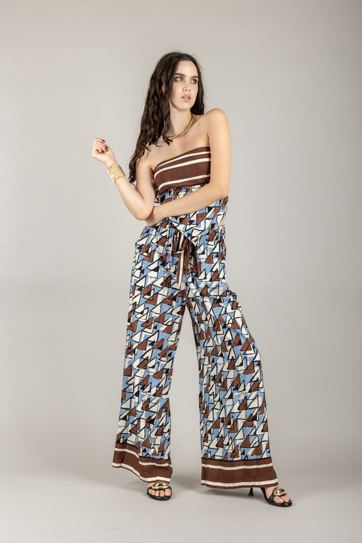 TENSIONE IN - SS251235 - TOP FOULARD FANTASIA GEOMETRICA