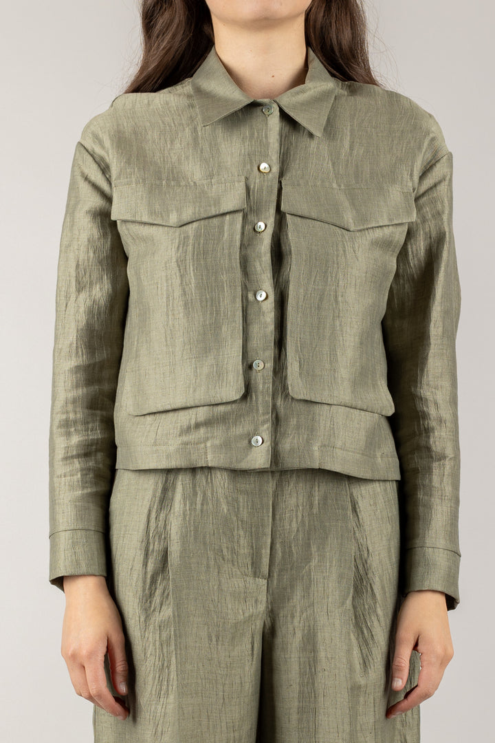VICOLO - TD1890 - CAMICIA CORTA CON TASCONI