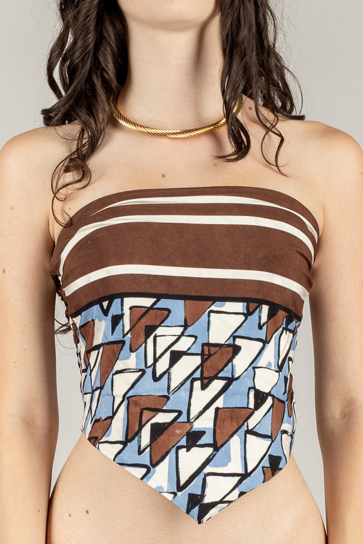 TENSIONE IN - SS251235 - TOP FOULARD FANTASIA GEOMETRICA