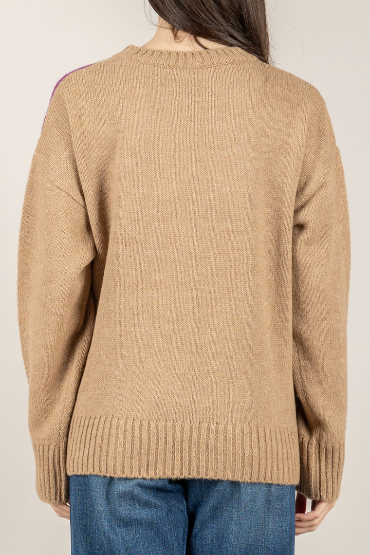 TENSIONE IN - W5HMJ78A359 - MAGLIA A ROMBI BICOLOR GIROCOLLO