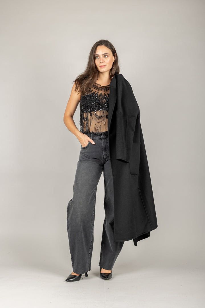 TENSIONE IN - 37515 - TOP RICAMO PAILLETTES