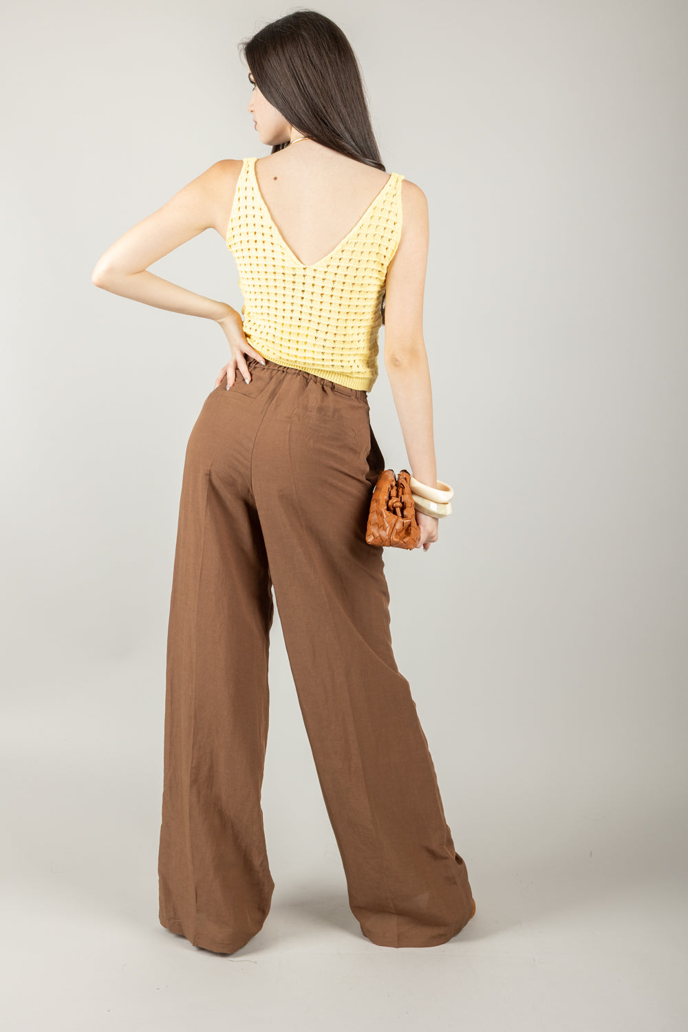VICOLO - 77148D -  TOP CROCHET SCOLLO A V