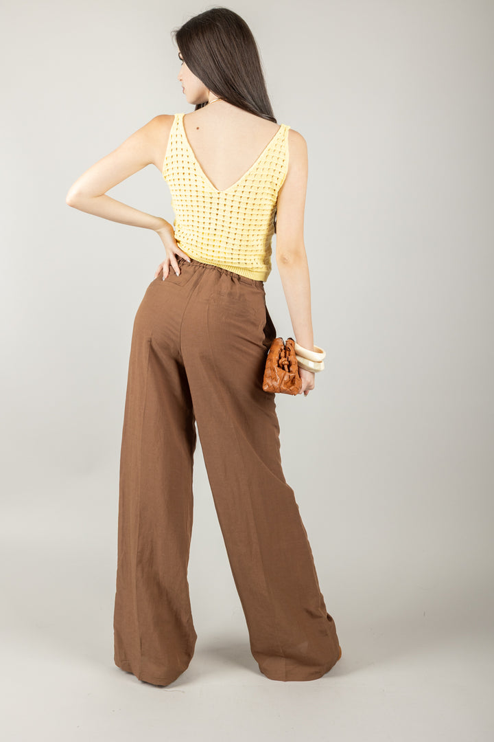 VICOLO - 77148D -  TOP CROCHET SCOLLO A V