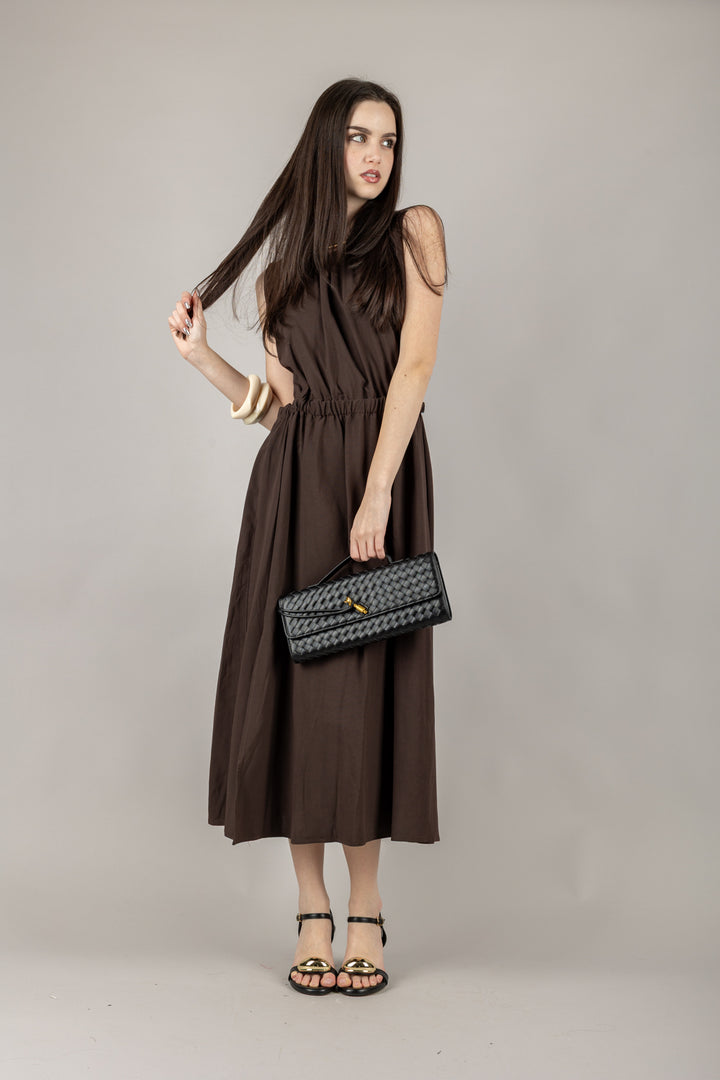 VICOLO - TD2312 - ABITO ELASTICATO CON SCOLLO PROFONDO SCHIENA