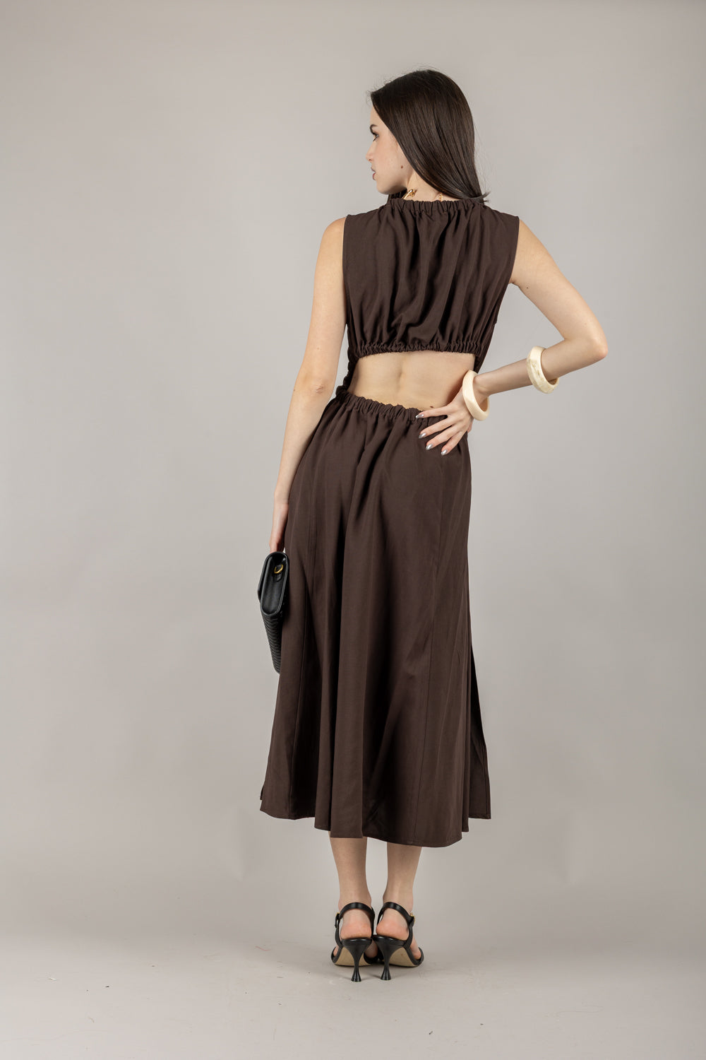 VICOLO - TD2312 - ABITO ELASTICATO CON SCOLLO PROFONDO SCHIENA
