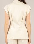VICOLO - TAB1655 - GILET LUNGO MISTO LINO BURRO
