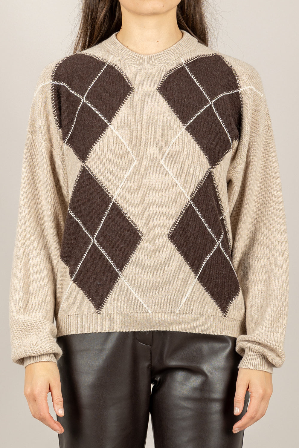 VICOLO - 77344F - MAGLIA ROMBI GIROCOLLO