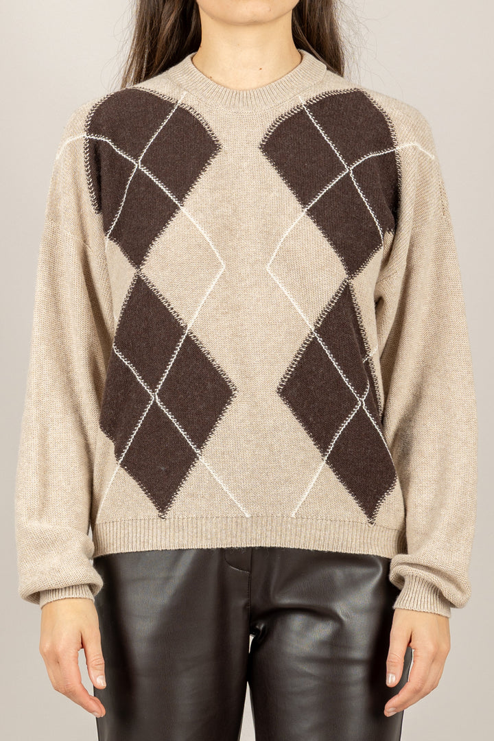 VICOLO - 77344F - MAGLIA ROMBI GIROCOLLO