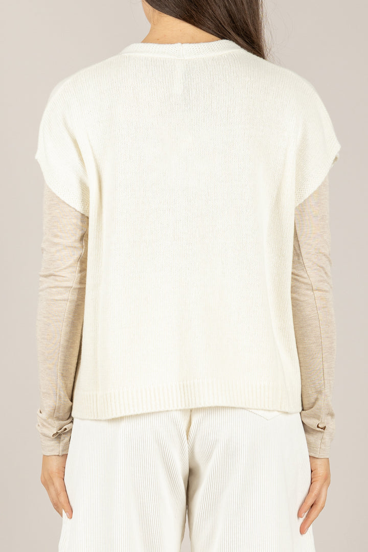 TENSIONE IN - D80014 - GILET SCOLLO A V CON BOTTONI